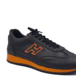 Ανδρικό Casual Leder Shoes- K14 - Μαύρο/Πορτοκαλί